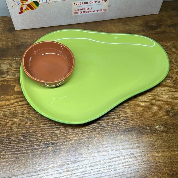 Cracker Barrel Avocado Chip N Dip Platter Serve ware Green  Party Dish Fiesta - Picture 2 of 6